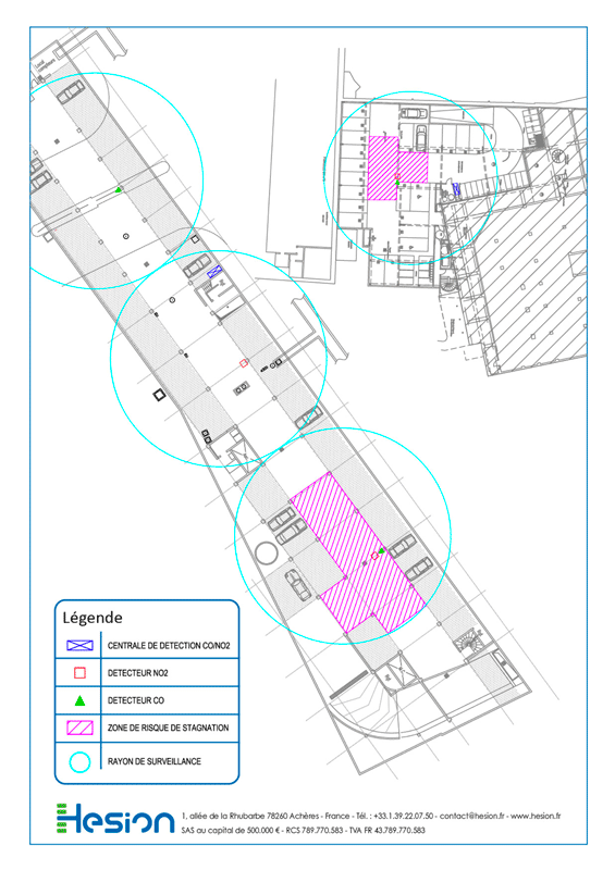 Plan équipements parking souterrain Hesion Gaz